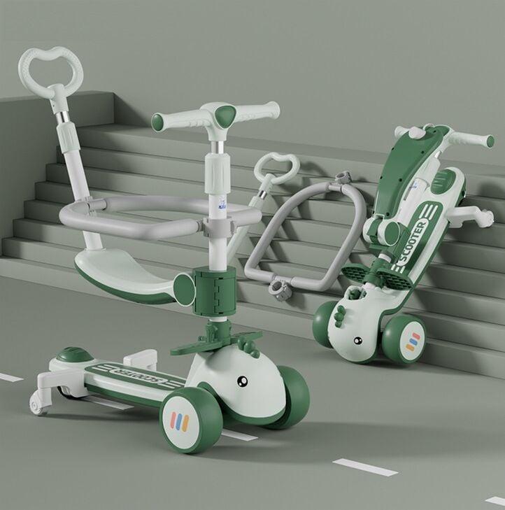 Самокат 5в1 CL Scooter Skyper з додат. колесами та захисним бампером, зелений 60740, фото 1