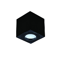 Черный точковой накладной светильник 80х84мм