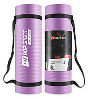 Мат для фитнеса и йоги Hop-Sport HS-N015GM 1.5 см фиолетовый z14-2024
