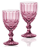 Набор из 6 бокалов для вина Elodia Lux Винтаж 260мл розовое стекло DP64034 ST HH, код: 8382565
