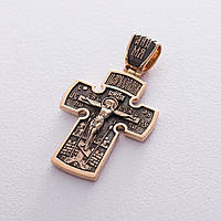 Золотой православный крест Распятие. Архангел Михаил п02759 Оникс z14-2024
