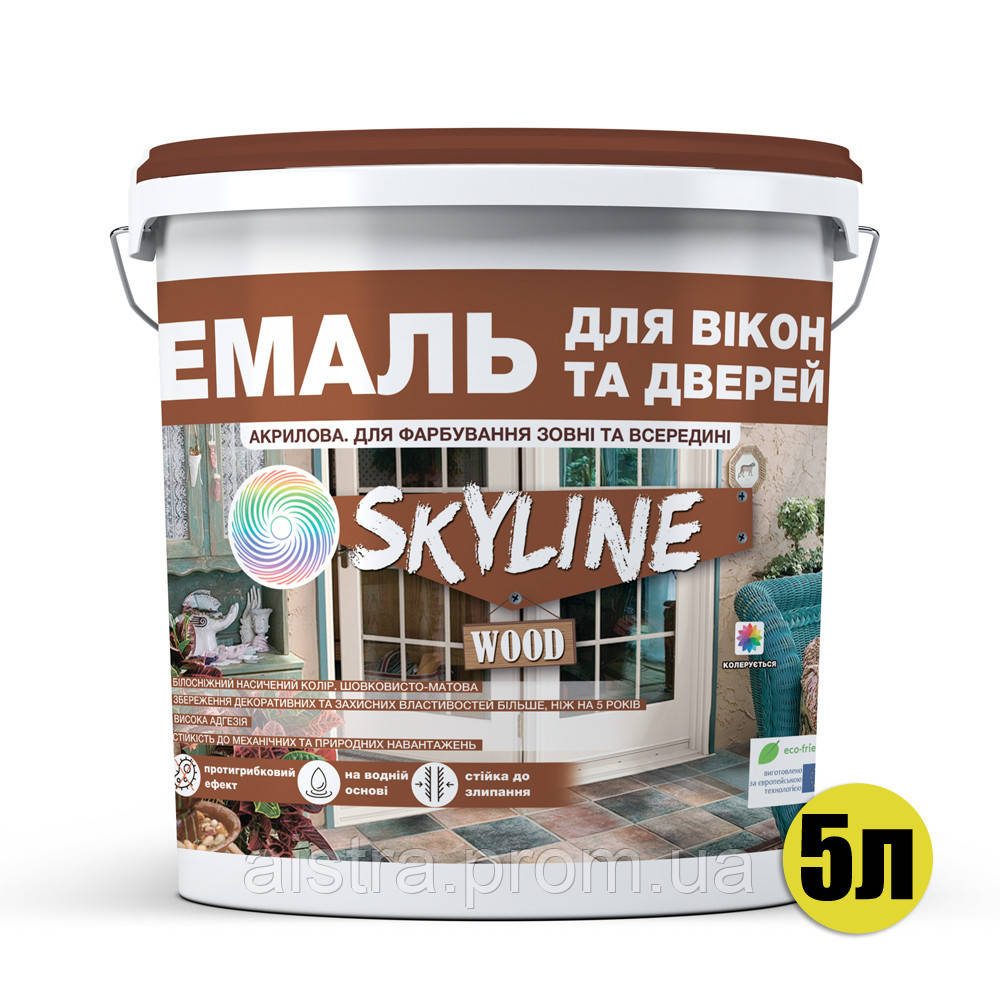 Эмаль акриловая для окон и дверей водорастворимая SkyLine Wood 5 л Белый UT, код: 7443919 - фото 2 - id-p2175176014