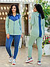 Жіночий прогулянковий костюм у спортивному стилі: кофта та штани з джинсовими вставками, батал великі розміри, фото 6