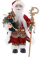 Декоративный Santa в красно-зеленом цвете с посохом и подарками BonaDi 30см DP219435 IN, код: 8260447