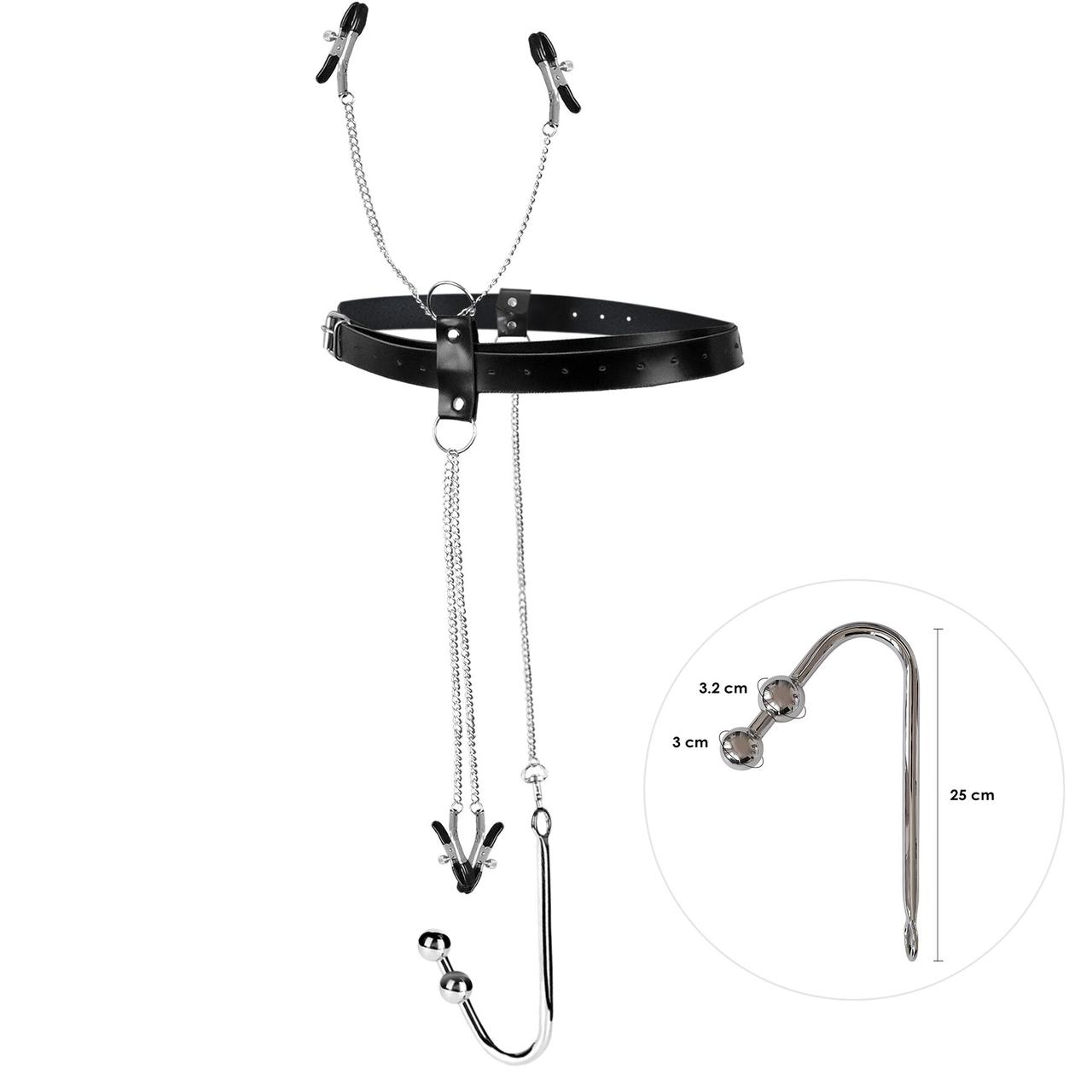 Бондажний набір з металевим анальним гаком No3 Art of Sex Blanca Bondage set with anal hook No3