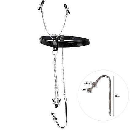 Бондажний набір з металевим анальним гаком No3 Art of Sex Blanca Bondage set with anal hook No3, фото 1
