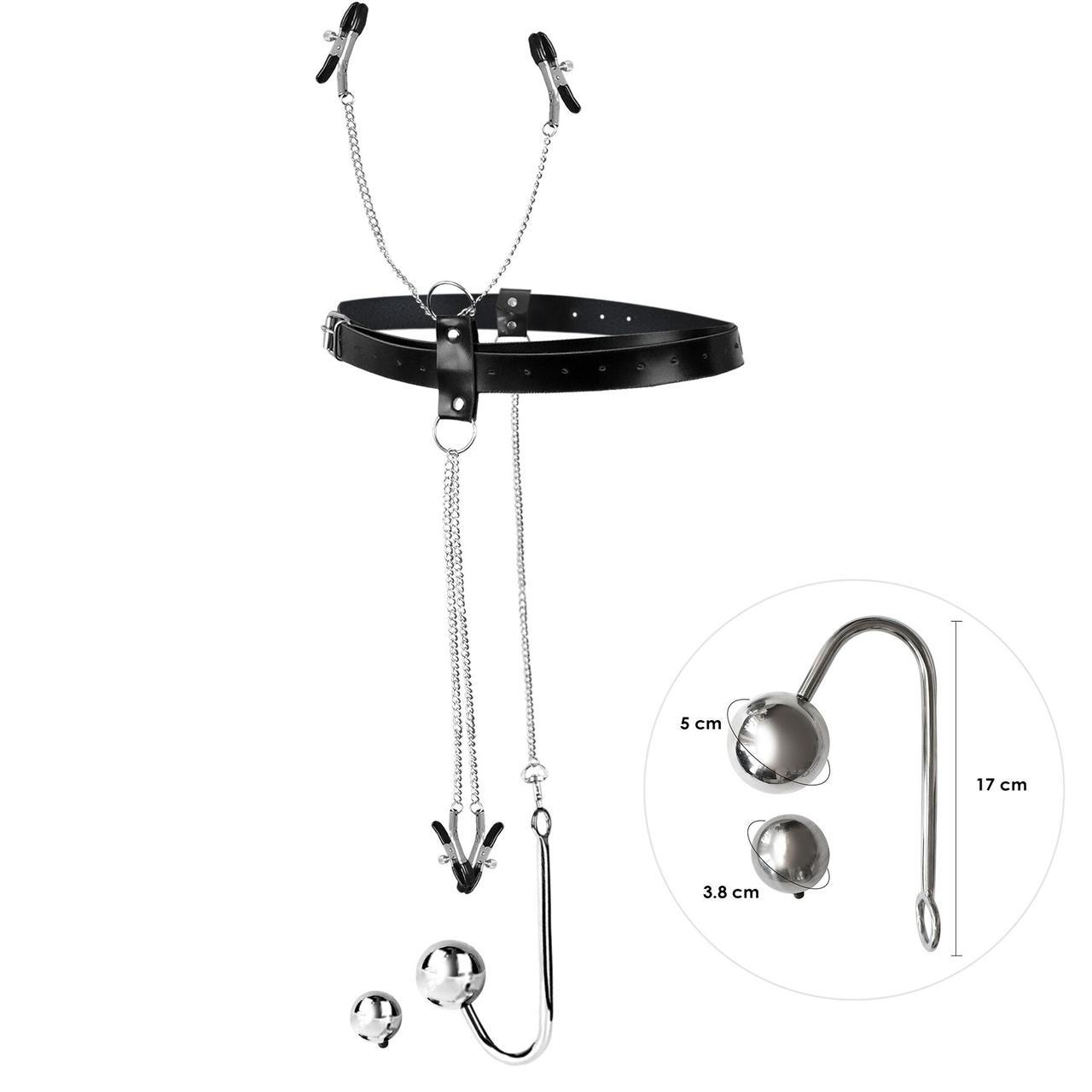 Бондажний набір з металевим анальним гаком No4 Art of Sex Blanca Bondage set with anal hook No4