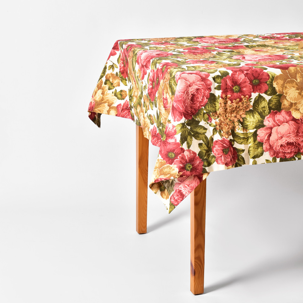 Скатертина 140х170 см з плямо та водовідштовхувальним просоченням IDEIA бавовна півонія бордо, фото 1