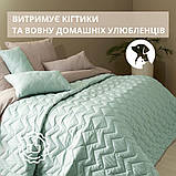 Покривало 220х240 см IDEIA стьобане двостороннє якісна стібка мікрофібра на ліжко, диван мята сіре, фото 7