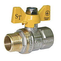 Кран шаровый для газа Santan Professional 607, 1 наружный - внутренний, желтая бабочка IN, код: 8209681