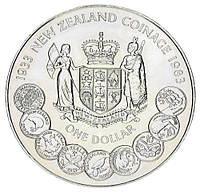 Новая Зеландия 1 доллар 1983 «50 лет чеканке монет Новой Зеландии» UNC (KM#53)