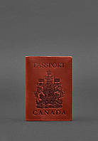 Кожаная обложка для паспорта с канадским гербом коралл Crazy Horse BlankNote IN, код: 8131810