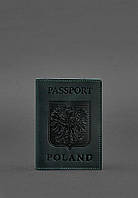 Кожаная обложка для паспорта с польским гербом зеленая Crazy Horse BlankNote IN, код: 8131825