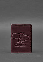 Кожаная обложка для паспорта с картой Украины бордовый Crazy Horse BlankNote IN, код: 8132084