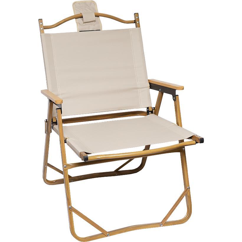 Стілець розкладний зі спинкою для кемпінгу, риболовлі, пікніка "Бежевий" алюміній + тканина