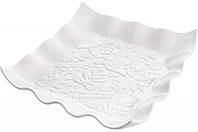 Обеденные тарелки в наборе 3шт квадратные Монстера диаметром 21см фарфор белый DP218708 BonaD IN, код: 8393543