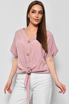 Блуза жіноча напівбатальна з коротким рукавом  пудрового кольору 176176M