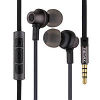 Проводные наушники вакумные с микрофоном Remax 3.5 mm RM-610D HIFI SOUND 1.2 m Grey UL, код: 7765559