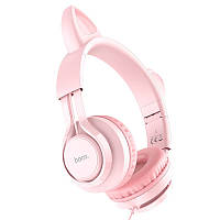 Наушники накладные с микрофоном и кошачьими ушками Hoco W36 Cat ear 3.5 мм 1.2 м Pink UL, код: 8029161