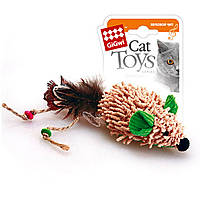 Игрушка для котов Мышь с электронным чипом GiGwi Melody chaser текстиль перо 7 см (75030) BM, код: 7699943