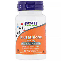 Глутатион, Glutathione, Now Foods, 250 мг, 60 вегетарианских капсул z12-2024