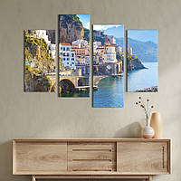 Модульна картина з 4 частин на полотні KIL Art Амальфійське узбережжя в Італії 89x56 см (395-42) z111-2024