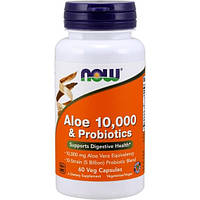 Пробиотик NOW Foods Aloe 10,000 & Probiotics 60 Veg Caps z17-2024
