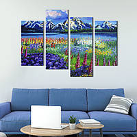Модульная картина из четырех частей KIL Art Живописная горная панорама 89x56 см (553-42) z110-2024