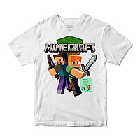 Футболка белая с принтом онлайн игры Minecraft Персонажи игры Minecraft Кавун 5-6 лет ФП01203 BM, код: 8379441
