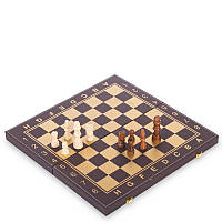 Шахматы шашки нарды 3 в 1 кожзам SP-Sport L3508 34x34см Черный-золотой z14-2024