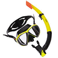 Набор для плавания маска с трубкой Zelart M208-SN120-SIL Желтый-Черный z14-2024