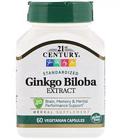 Гинкго Билоба 21st Century Ginkgo Biloba Extract Standardized 60 Veg Caps CEN-21249 z17-2024