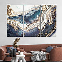 Модульная картина триптих на холсте KIL Art Природный разноцветный мрамор 78x48 см (33-31) z110-2024