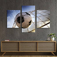 Картина на холсте KIL Art для интерьера в гостиную Футбольный мяч в сетке ворот 96x60 см (479-32) z111-2024