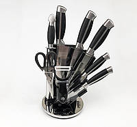 Набор кухонных ножей с подставкой Benson BN-401 9 предметов Черный z12-2024