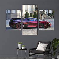 Картина из трех панелей KIL Art Bugatti Divo с окрасом "божья коровка" 96x60 см (1306-32) z110-2024