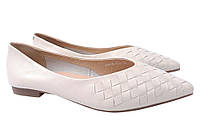 Туфлі жіночі з натуральної шкіри на низькому ходу Молочні Berkonty 322-21DTB 36 NX, код: 7364385