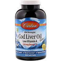 Жир из печени трески Carlson Labs Cod Liver Oil Gems Low Vitamin A 300 Soft Gels Natural Lemon Flavor
