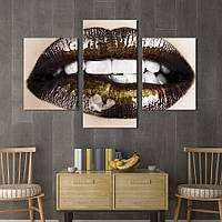 Картина на холсте KIL Art для интерьера в гостиную Соблазнительные чёрные губы 96x60 см (501-32) z111-2024