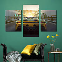 Картина из трех панелей KIL Art Жёлтая Ferrari SF90 Spider вид сзади 66x40 см (1319-32) z111-2024