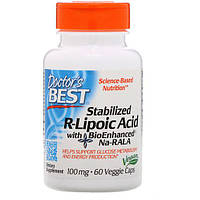 Альфа-липоевая кислота Doctor's Best Stabilized R-Lipoic Acid 100 mg 60 Veg Caps DRB-00123 z17-2024