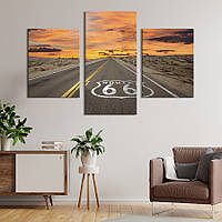 Картина на холсте KIL Art для интерьера в гостиную Автодорога 66 96x60 см (503-32) z111-2024