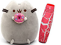 Комплект Мягкая игрушка кот с пончиком Pusheen cat и Антистресс игрушка Mokuru (vol-727) z12-2024