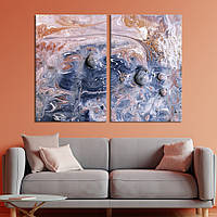 Модульная картина из двух частей KIL Art Диптих Объемные темно-светлые капли на сине-розовых разводах 71x51 см
