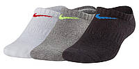 Носки Nike Performance Cushioned No-Show 3-pack 34-38 Черный/Серый/Белый SX6843-906 z17-2024