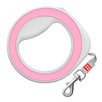 Поводок-рулетка для собак WAUDOG R-leash Круглая XS-M до 40 кг 29 м светоотражающая лента Розовый z18-2024