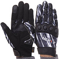 Мотоперчатки с закрытыми пальцами и протектором NERVE KQ1056 L Черный-Белый z14-2024