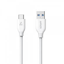 Кабель Anker Powerline USB-C to USB-A 3.0 - 0.9м V3 White (6358045) z12-2024