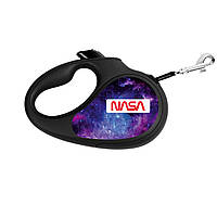Поводок-рулетка для собак WAUDOG R-leash NASA21 M до 25 кг 5 м светоотражающая лента Черный z18-2024