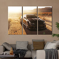 Модульная картина на холсте из 3 частей KIL Art триптих Mercedes-Benz в пустыне 78x48 см (1366-31) z111-2024